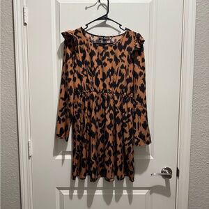 Leopard Print Long Sleeve Dress